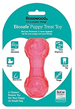 BIOSAFE PUPPY TREAT DUMBELL PINK 