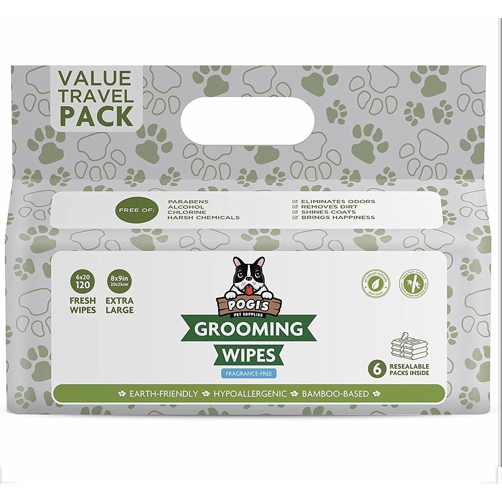 120 Pack Grooming Wipes - Unscented