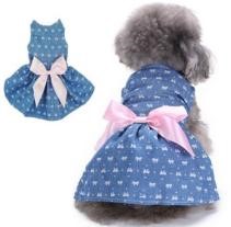 Pet Girl Blue Jean Floral Dress MQ-XZD225 (L) 