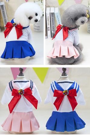 Pet Girl Uniform Blue Color Dress 201803028 (XS)