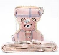 Pet H-Harness &amp; Leash Pink Color (M)