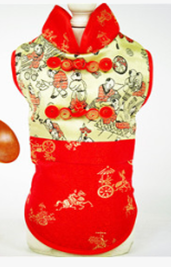 Pet Chinese Cloth Red Color  L-size ZM-52