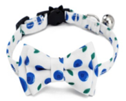 Pet Collar Ribbon white with blue QG-105