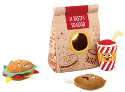 Gigwi Hide N' Seek Fast Food Bag with plush Hamburg, coke and Fried Chicken inside