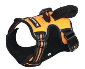 FRONT RANGE NO PULL DOG HARNESS bungee handle Orange (XL) FBSD-4