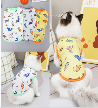 Pet T shirt white &amp; Gray Ribbon (S)