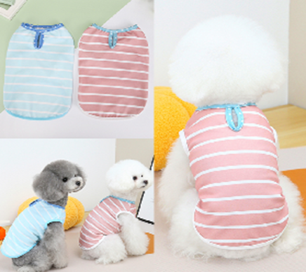 Pet T Shirt Striped Blue Color (M)