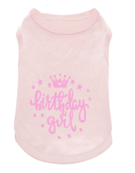 Pet T Shirt Birthday Girl Pink (L)