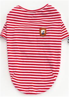 Pet T Shirt Fashion striped super stretch Red (M) KLN-1708