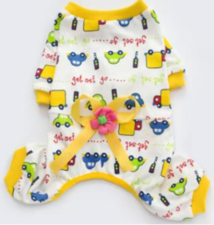 Pet Bowknot Pajamas Yellow (XL) DW-28