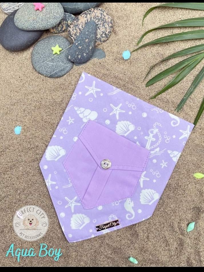 Furfect City -Bandana Seashell Print -Purple Color