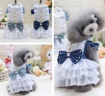 Pet Girl Court Wind Denim Jean Dress E7-2 (XL)