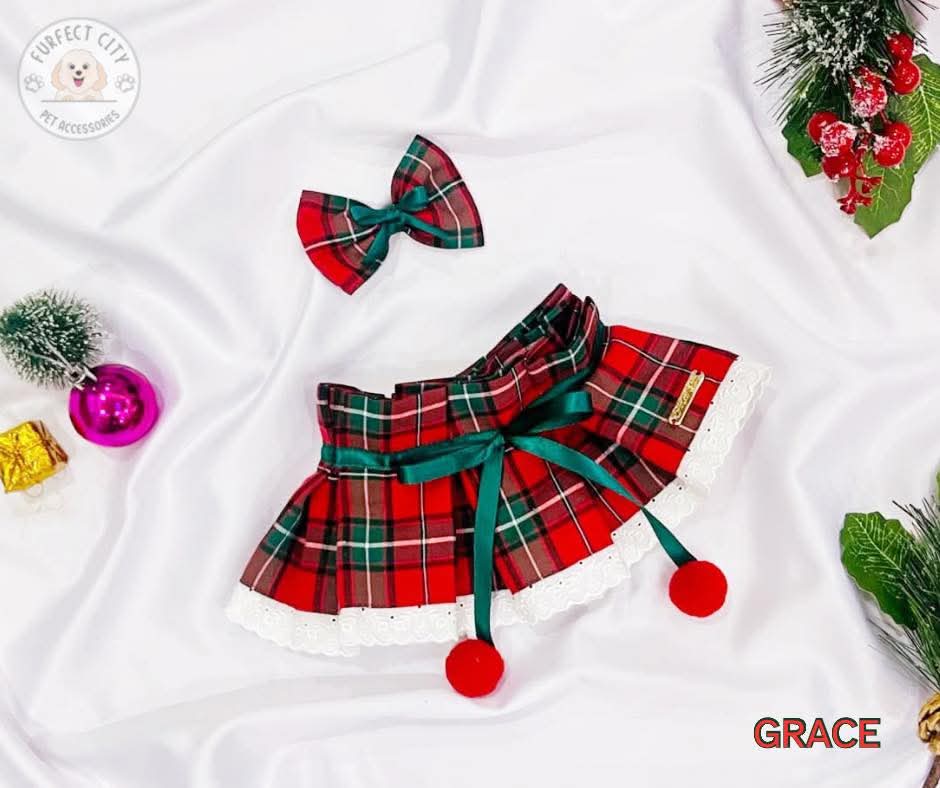 Furfect City-Grace (Red Plaid Christmas Girl Bandana)