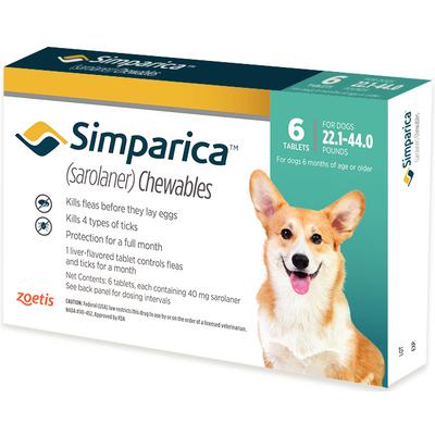 Simparica  40mg(10-20 kg) (22.1Lb to 44.0Lb)(For 1 Tablet)